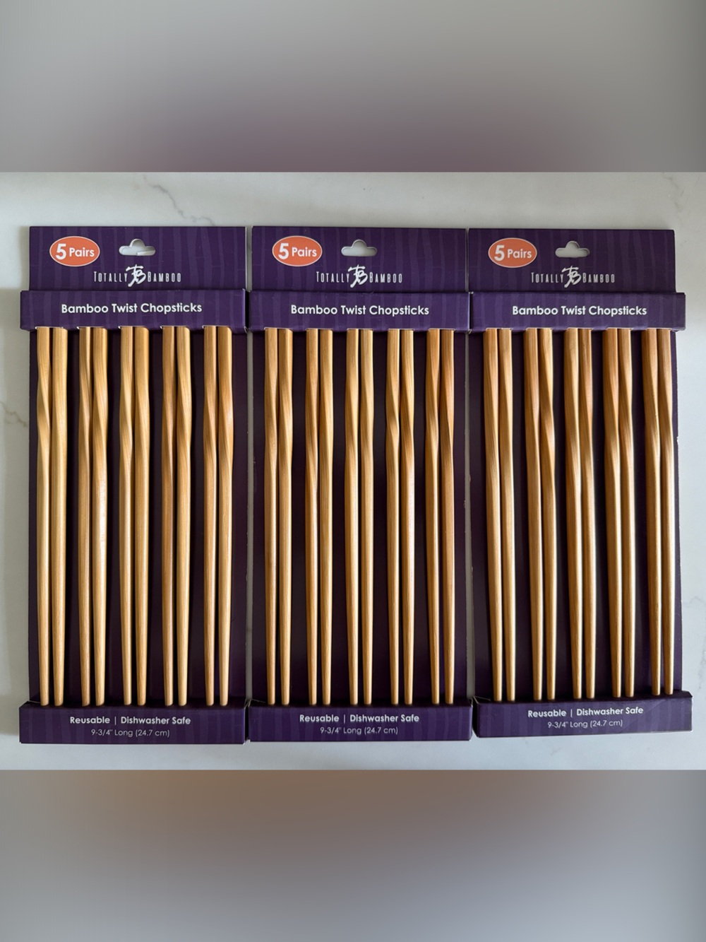 Bamboo Twist Chopsticks Set - Light Natural Wood 15 count reusable eco